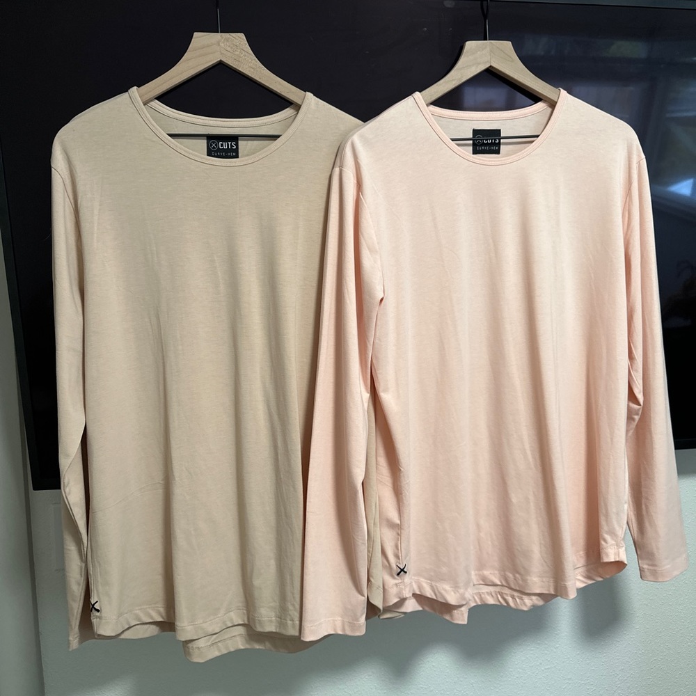 Cuts long sleeve crew curve hem - 2 separate pieces $39/ea